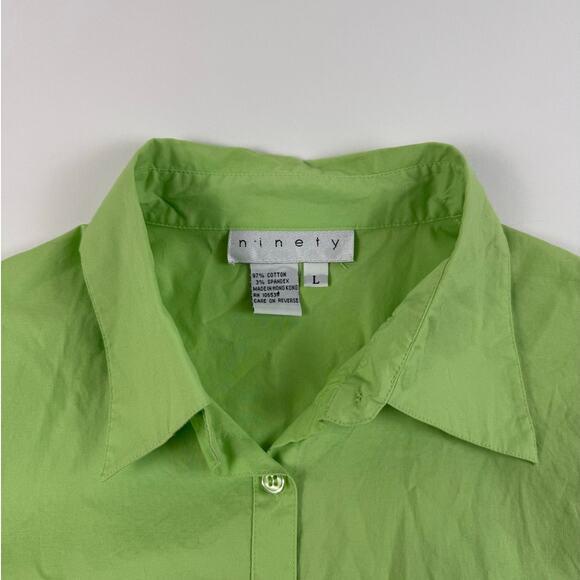 Y2K Green Slim Fit/Fitted Button Up with Cinched/String Tie Sleeves - Picture 2 of 8